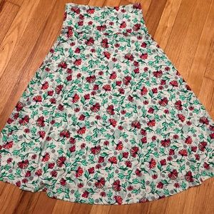 Lularoe Azure skirt/dress green and red flowers
